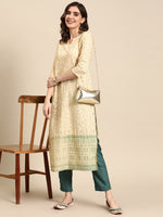 Thumbnail for Sangria Ethnic Motifs Printed Straight Kurta with Trousers - Distacart