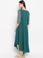Thumbnail for Janasya Teal Ethnic Motifs Yoke Design Crepe Anarkali Kurta - Distacart