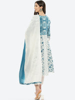 Thumbnail for Biba Women Blue Floral Printed Empire Pure Cotton Kurta with Trousers & Dupatta - Distacart