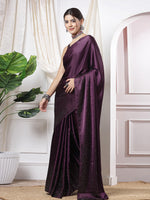 Thumbnail for Mitera Purple Embellished Sequinned Saree - Distacart