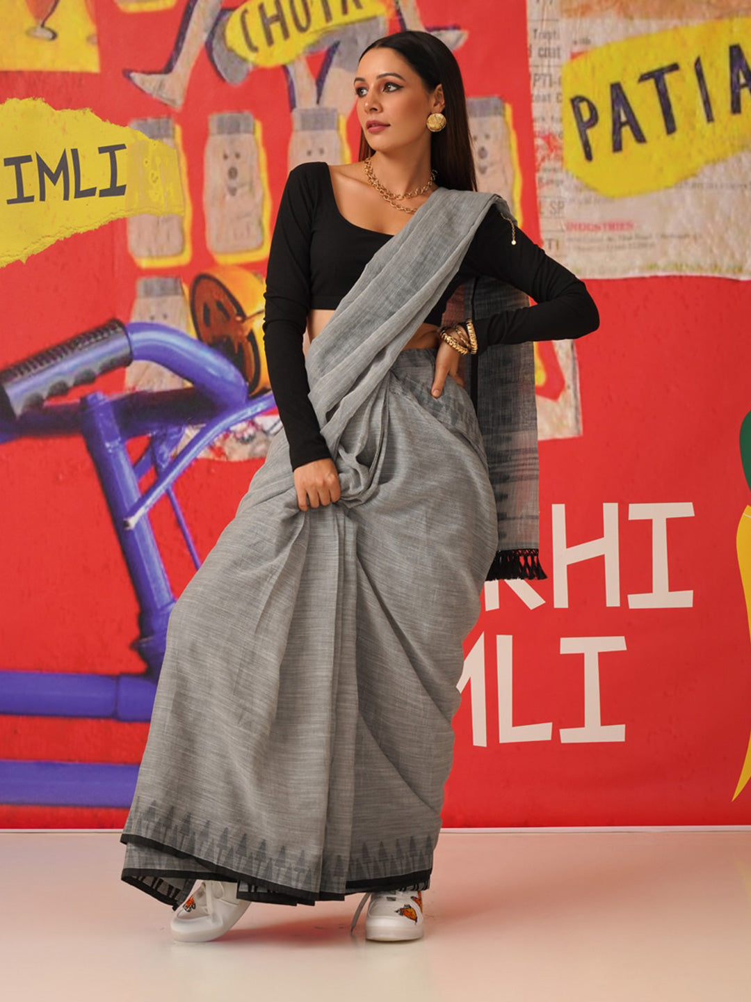 Tikhi Imli Woven Design Cotton Blend Saree - Distacart