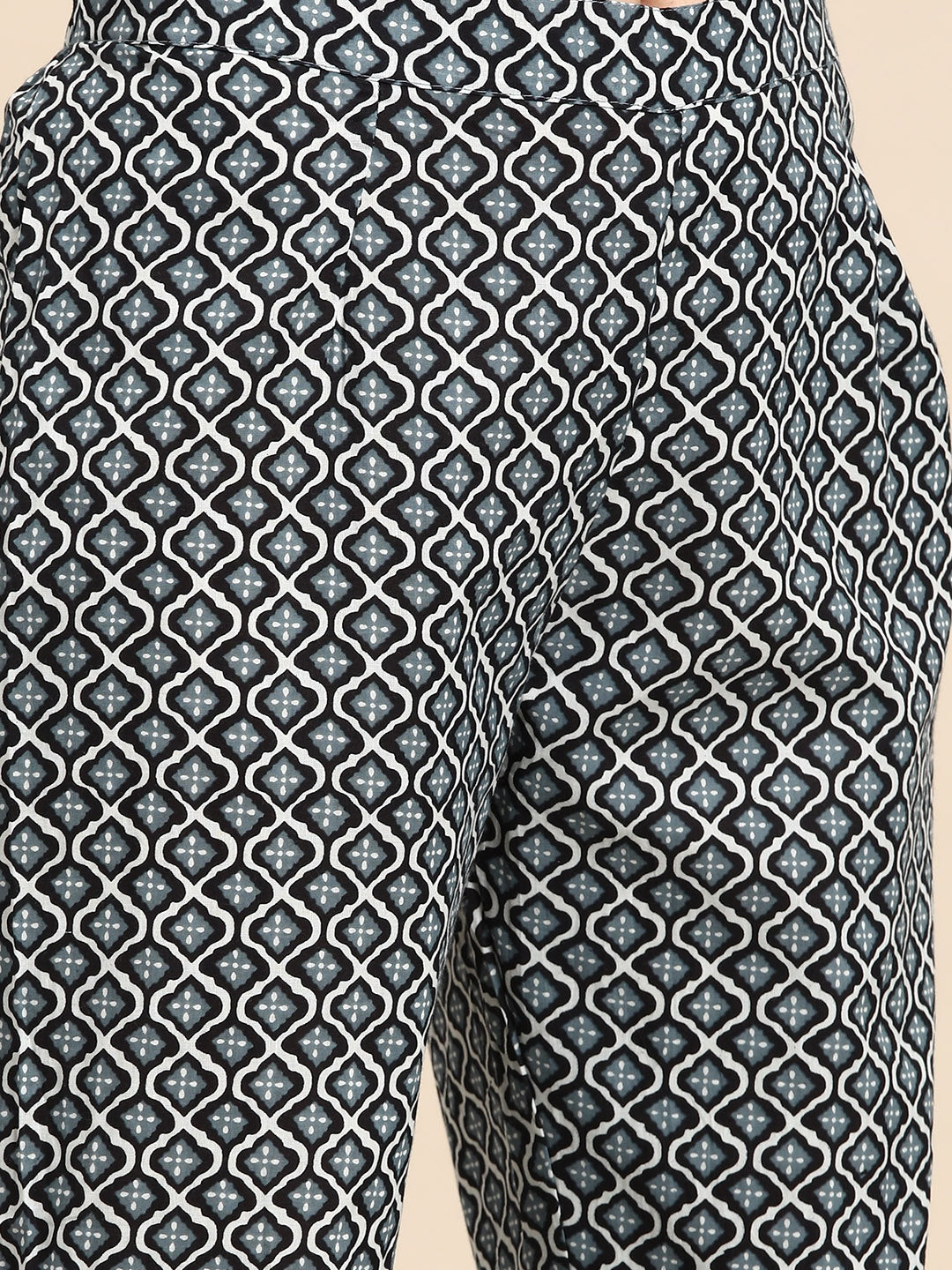 Sangria Ethnic Motifs Printed High Slit Gotta Patti Pure Cotton Kurta With Trousers - Distacart