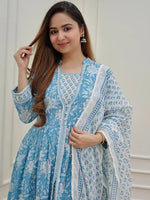 Thumbnail for Kalini Floral Printed Sequinned Pure Cotton Kurta & Trousers With Dupatta - Distacart