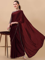 Thumbnail for Sangria Women Burgundy Sarees - Distacart
