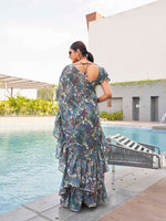 Thumbnail for Tikhi Imli Floral printed ruffled saree - Distacart