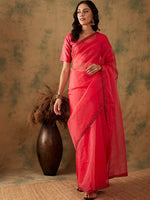 Thumbnail for Sangria Thread & Sequin Embroidered Border Sarees - Distacart