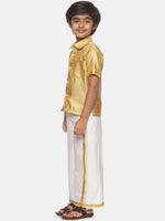 Thumbnail for Sethukrishna Boys Golden & White Shirt with Dhoti - Distacart