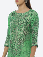 Thumbnail for Biba Women Green Floral Printed Cotton Kurta - Distacart