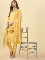 Thumbnail for Kalini Floral Embroidered Mirror Work Chanderi Silk Kurta with Trousers & Dupatta - Distacart