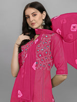 Thumbnail for Kalini Women Pink Ethnic Motifs Embroidered Mirror Work Kurta with Trousers & With Dupatta - Distacart