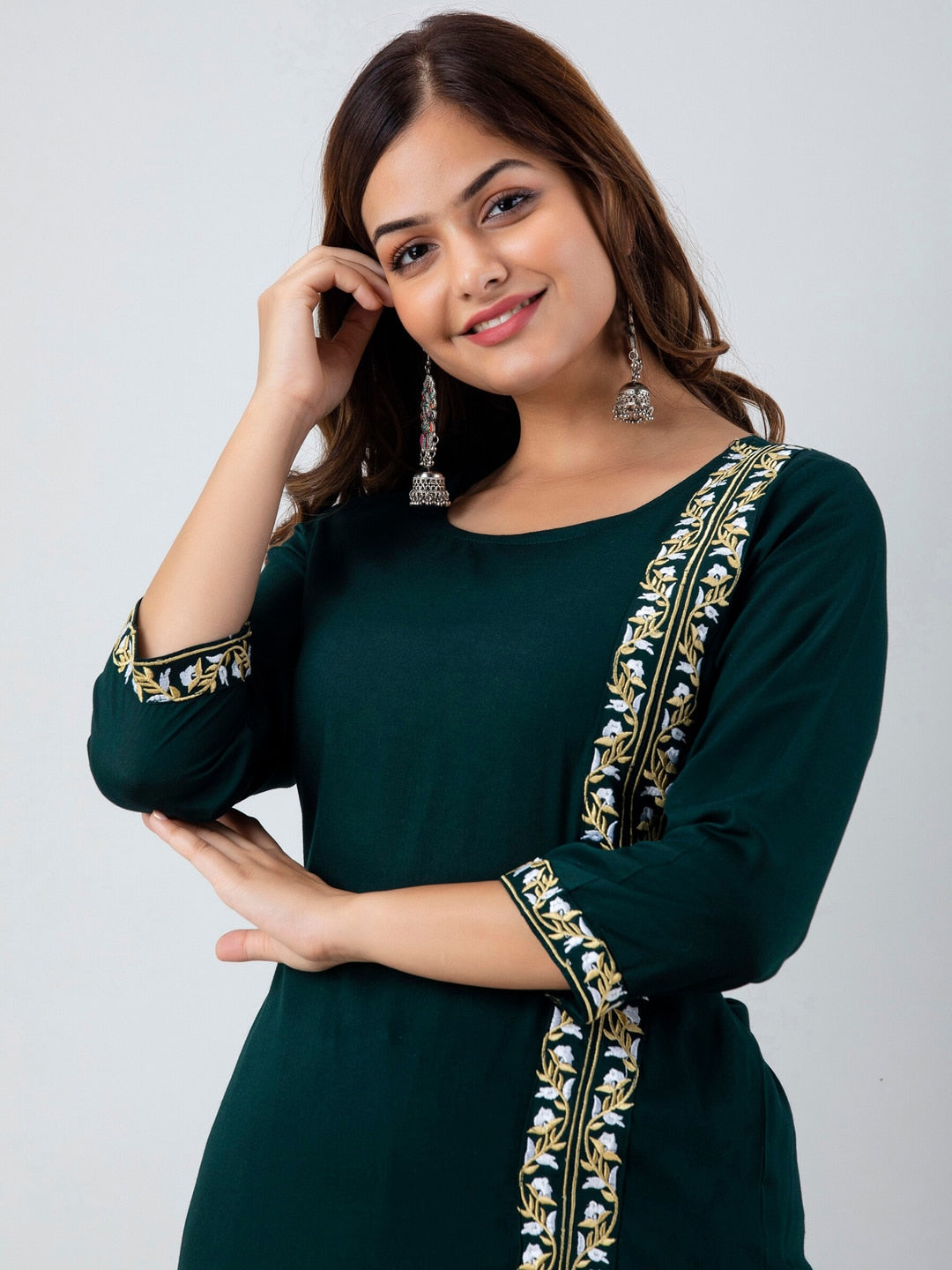 Kalini Women Floral Embroidered Kurta With Palazzos - Distacart