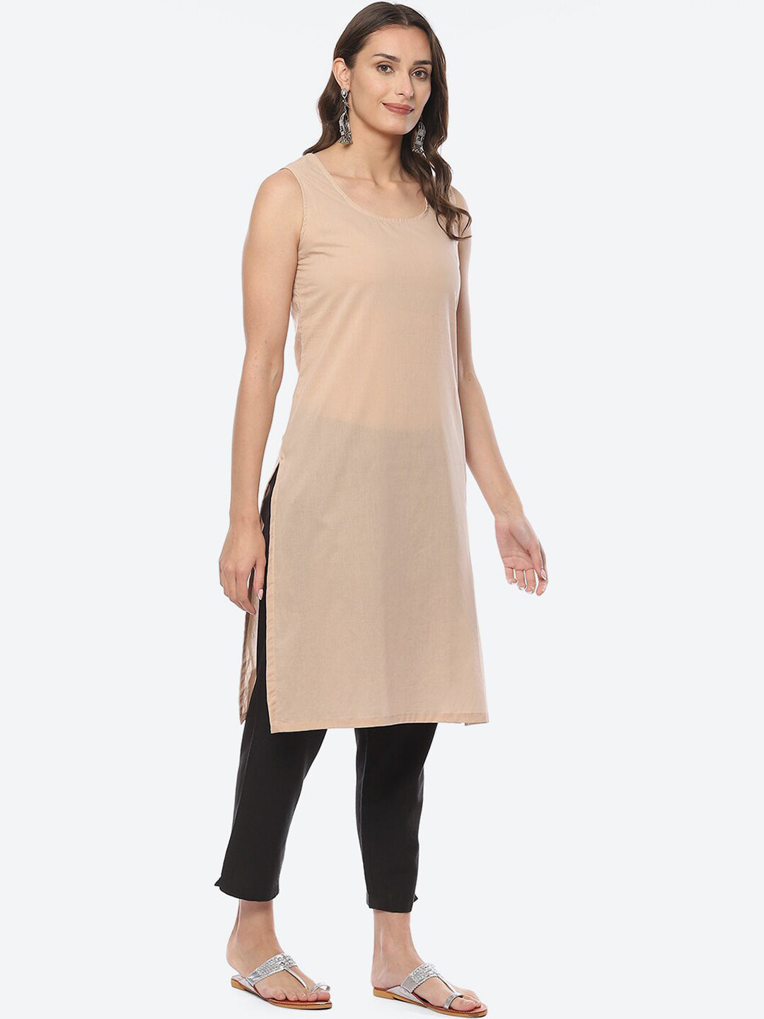 Biba Geometric Printed Shirt Collar Asymmetric Georgette Kurta - Distacart