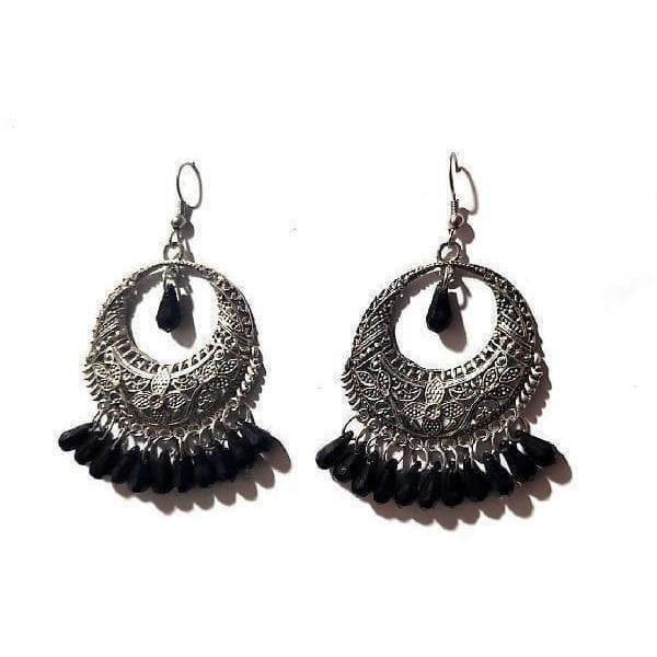Muskan Fancy Silver Plated with Black Beads Earrings