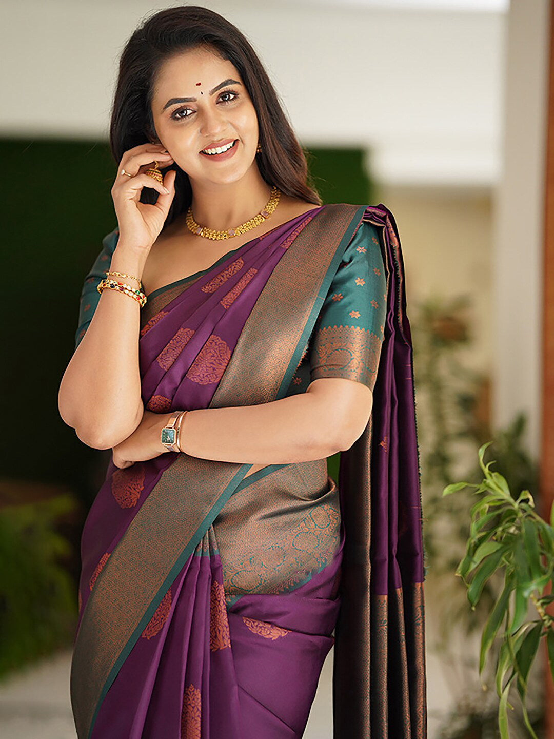 Kalini Ethnic Motif Woven Design Zari Pure Silk Kanjeevaram Saree - Distacart