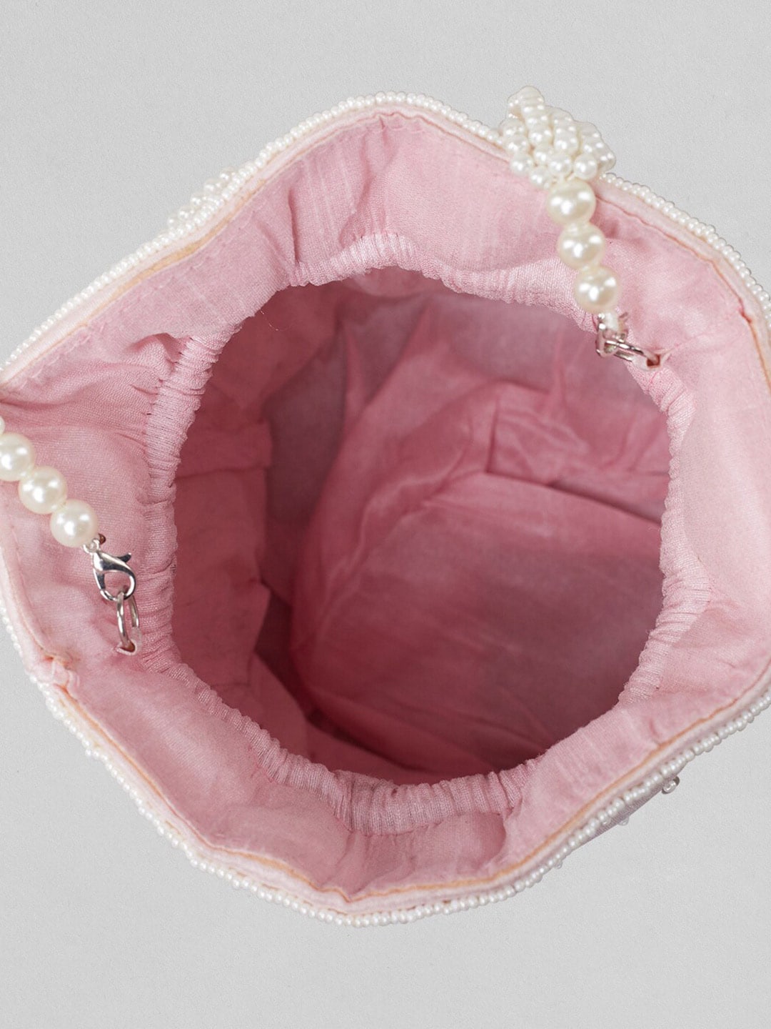 Rubans Pink & White Embroidered Potli Bag - Distacart