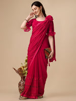 Thumbnail for Kalini Floral Embroidered Pure Chiffon Saree - Distacart