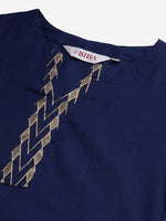 Thumbnail for Biba Women Navy Blue Solid Kurta with Palazzos - Distacart