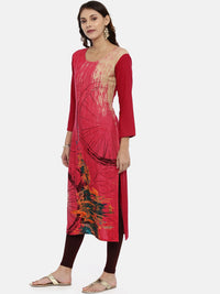 Thumbnail for Souchii Pink Printed Straight Kurta - Distacart