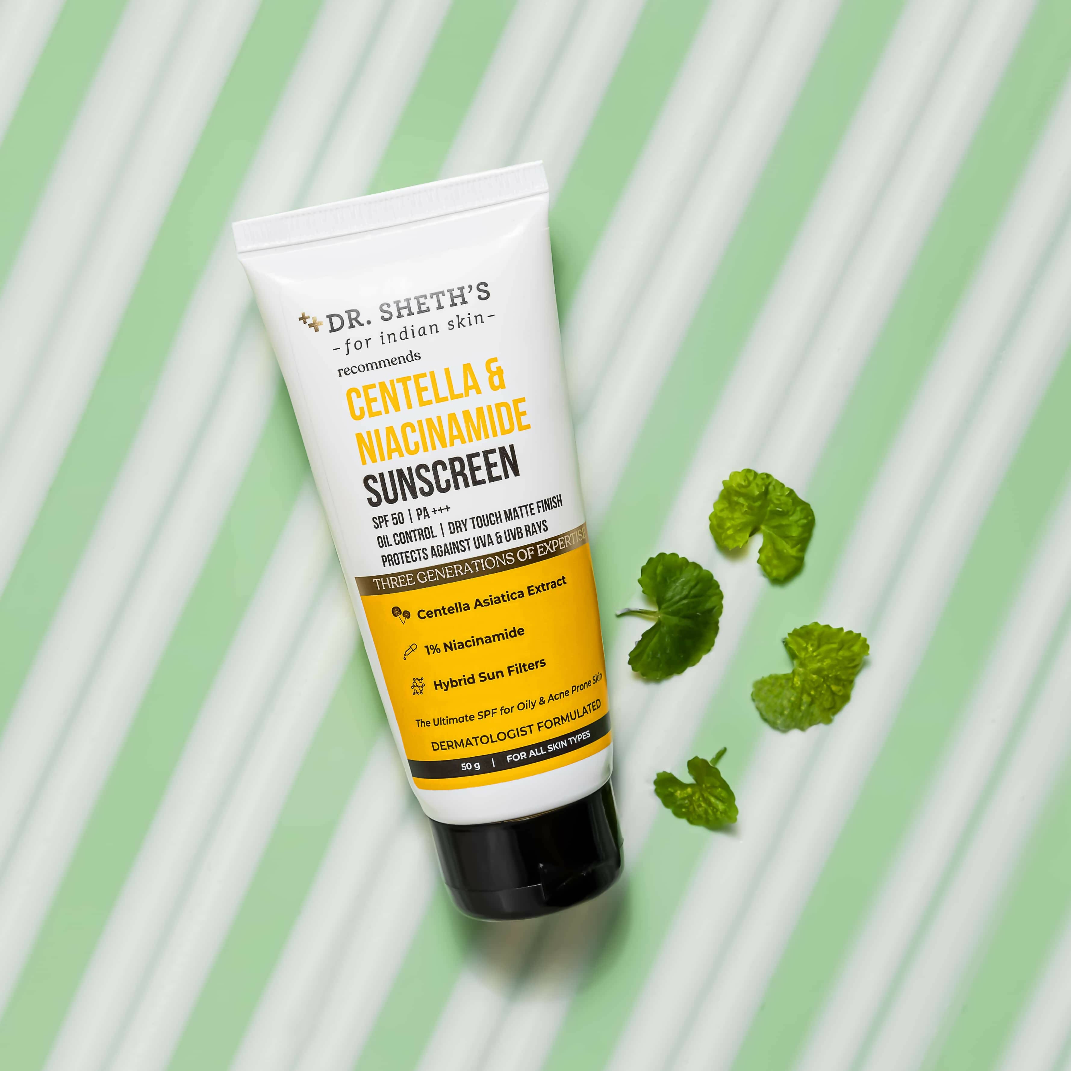Dr. Sheth's Centella & Niacinamide Oil & Anti Acne Sunscreen - Distacart