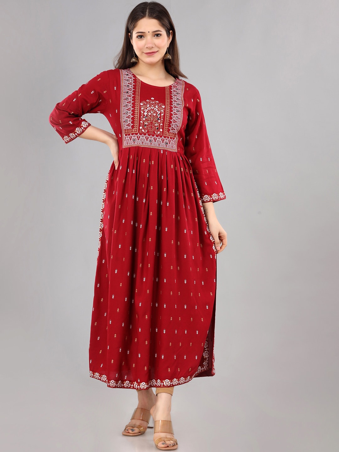 Kalini Women Maroon Ethnic Motifs Kurta - Distacart
