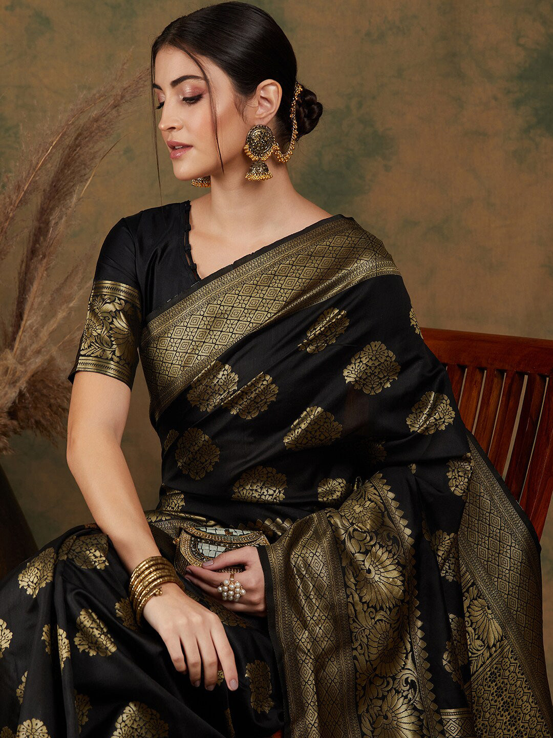Sangria Ethnic Motif Woven-Design Banarasi Sarees - Distacart