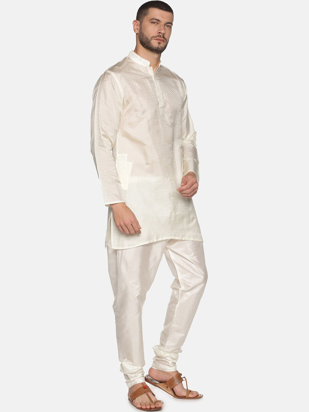 Sethukrishna Mens Off-White Kurta with Pyjamas - Distacart