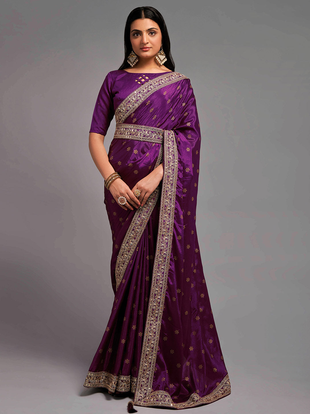 Kalini Floral Embroidered Saree - Distacart
