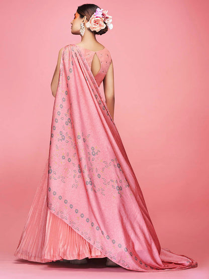 Myra Peach Art Silk Embroidered Designer Lehenga - Distacart
