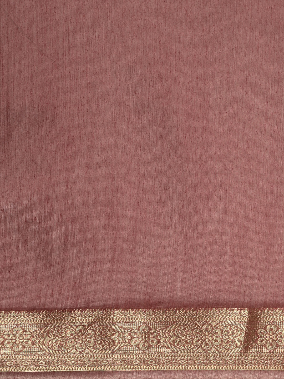 Saree Mall Mauve & Gold Solid Linen Blend Taant Saree - Distacart