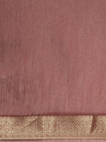 Thumbnail for Saree Mall Mauve & Gold Solid Linen Blend Taant Saree - Distacart
