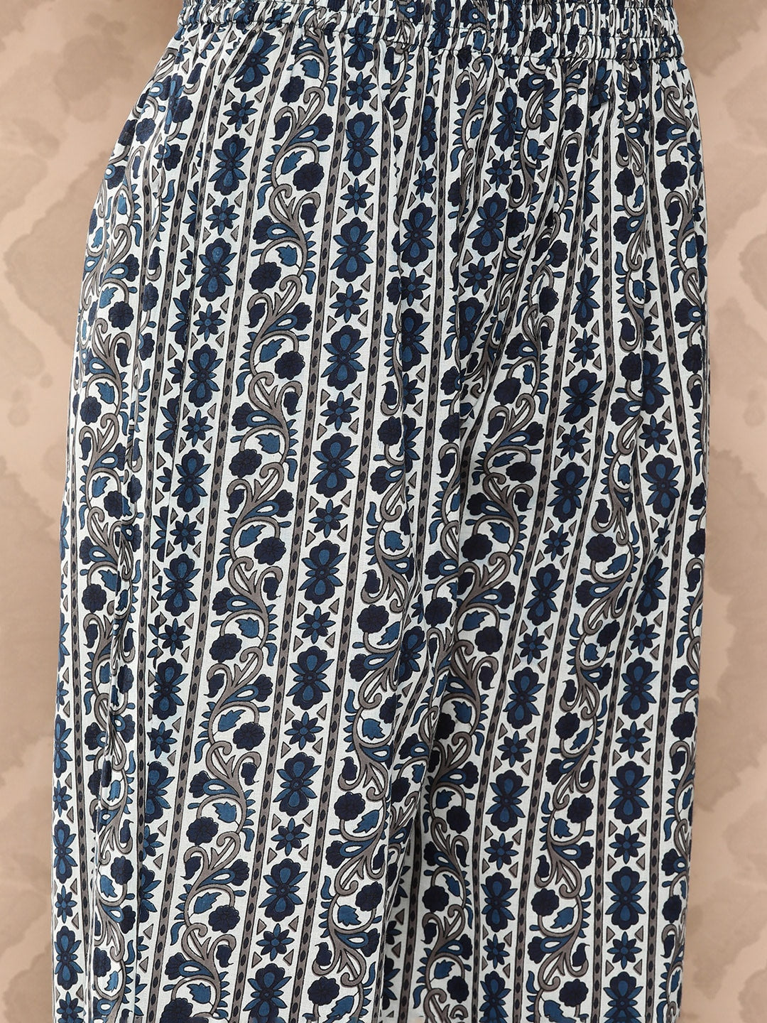 Kalini Ethnic Motifs Printed Pleated Pure Cotton Kurta with Palazzos & Dupatta - Distacart