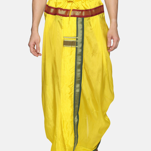 Sethukrishna Men Yellow & Green Solid Readymade Dhoti Pant - Distacart