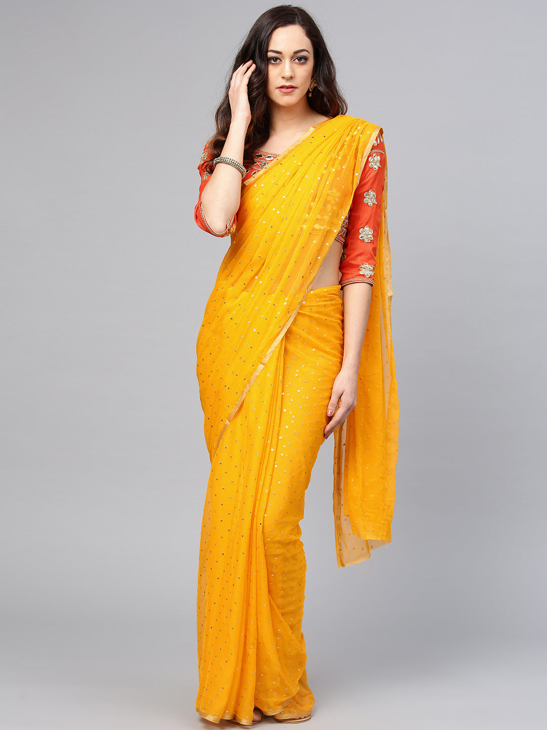 Saree Mall Yellow Embellished Saree - Distacart