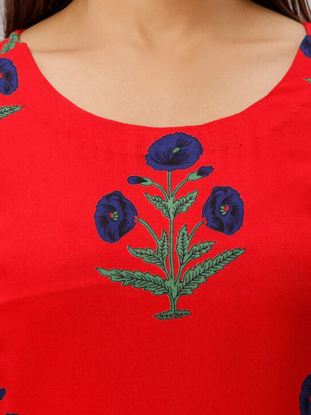 Kalini Women Red Floral Embroidered Flared Sleeves Anarkali Kurta - Distacart