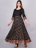 Thumbnail for Kalini Women Black & Red Ethnic Motifs Printed Round Neck Cotton Anarkali Kurta - Distacart