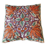 Thumbnail for The Decor Nook Hand Embroidered Crewel Cushion Covers in Mustard & Chinar Leaf Motif with Teal Green Leaves - Distacart