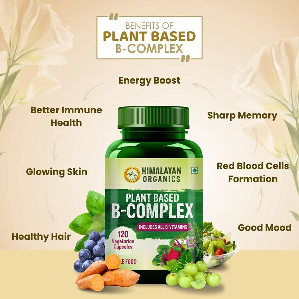  Organics Plant Based B-Complex Includes All B-Vitamins Whole Food: 120 Vegetarian Capsules