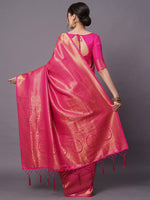 Thumbnail for Mitera Women Pink Woven Design Silk Blend Saree - Distacart