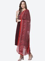 Thumbnail for Biba Women Burgundy Yoke Design Panelled Kura with Trousers & Dupatta - Distacart