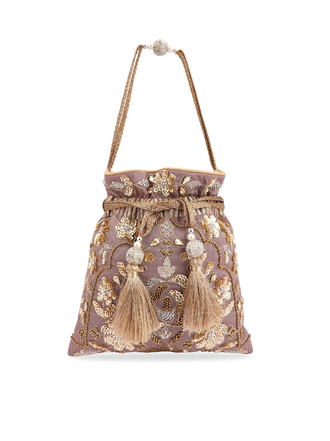 Masq Gold-Toned Embellished Potli Clutch - Distacart