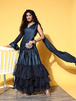 Thumbnail for Tikhi Imli Navy Blue Sequinned Ready to Wear Saree - Distacart