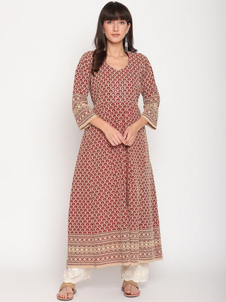 Kalini Chikankari Embroidered Pure Cotton Anarkali Kurta - Distacart