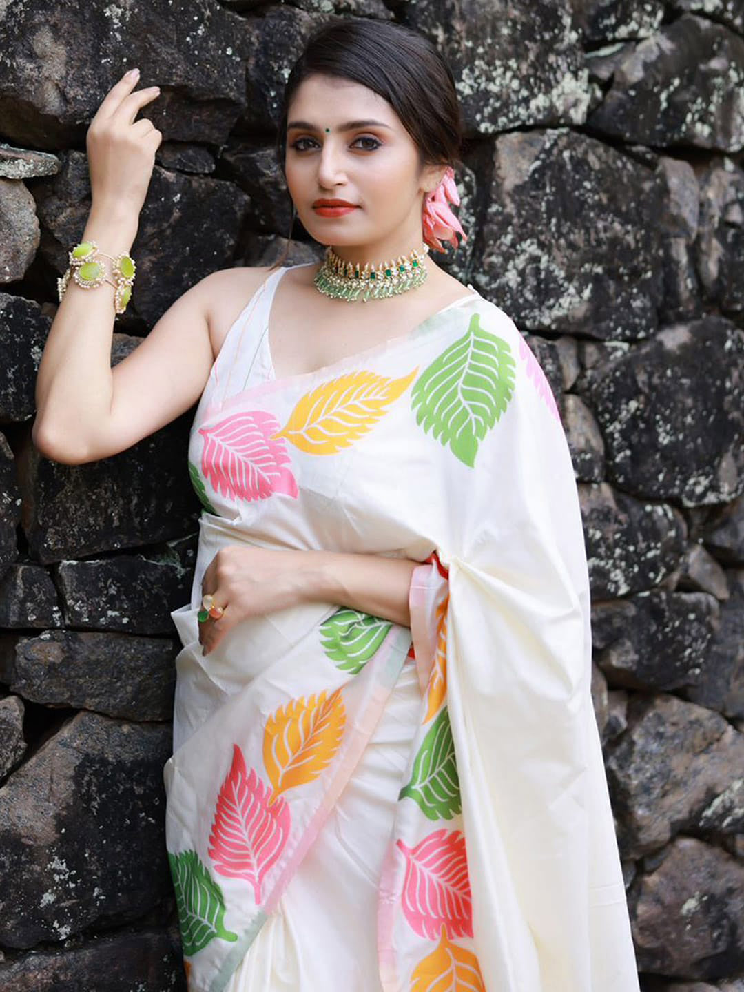 Mitera Floral Printed Zari Banarasi Saree - Distacart