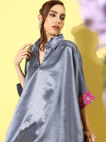 Thumbnail for InWeave Women's Grey Pink Brocade Satin Boho Kurta Palazzo Set - Distacart