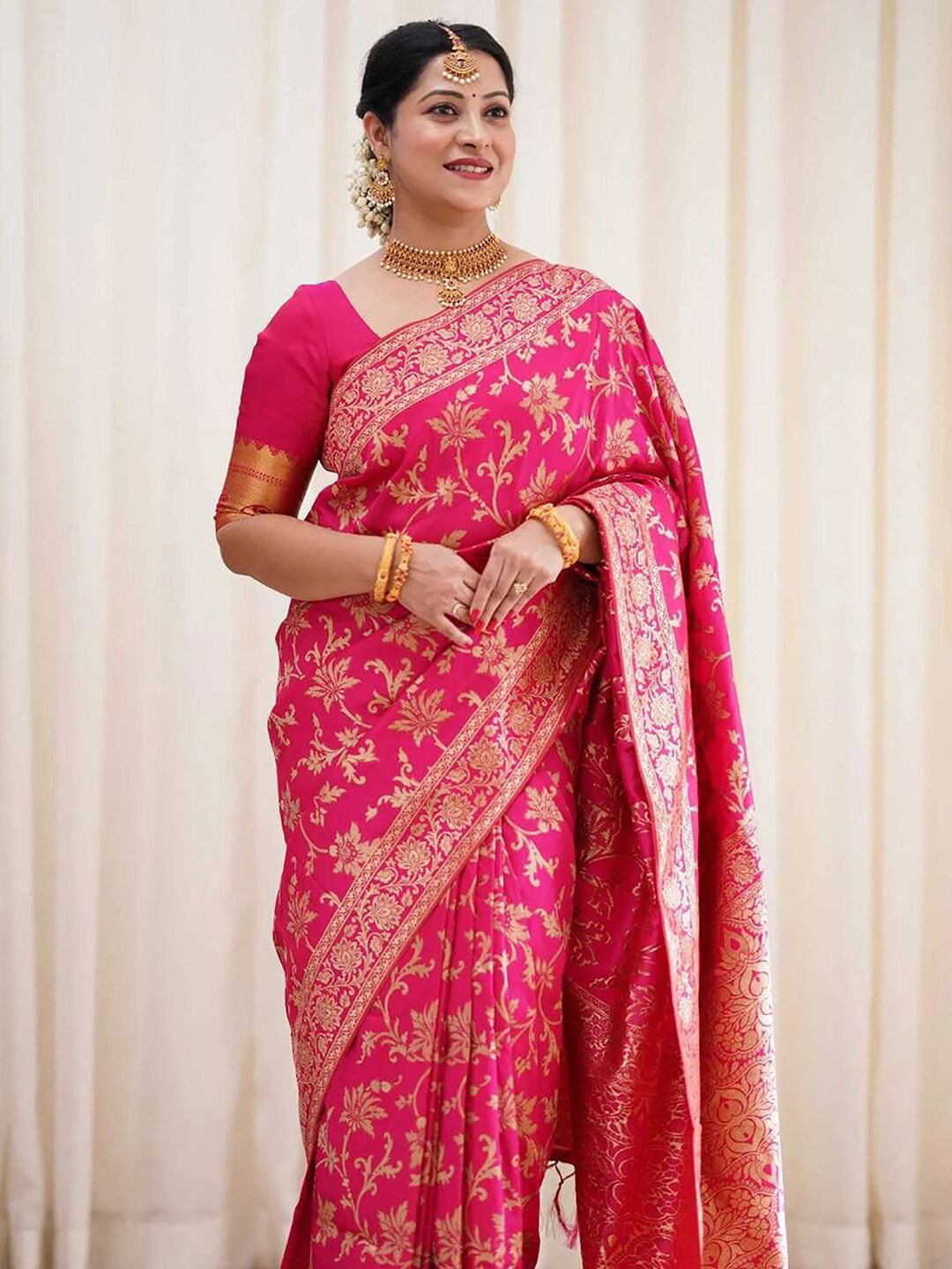 Kalini Floral Woven Design Banarasi Saree - Distacart