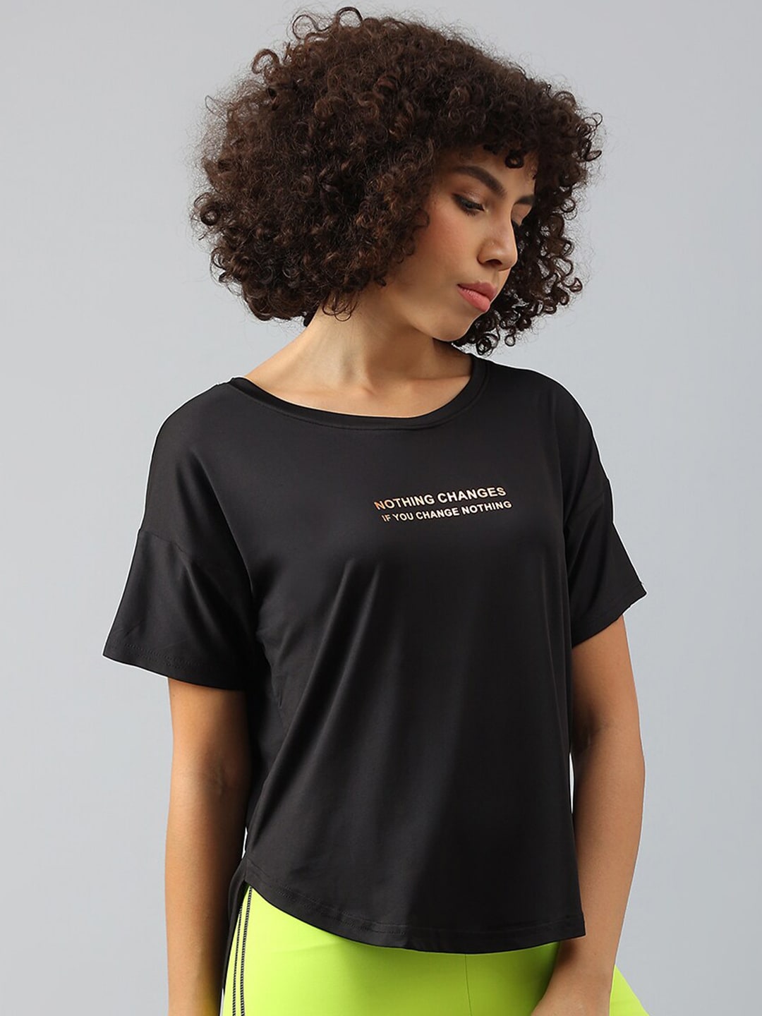 MKH Women Typography Printed Dri-FIT Sports T-shirt - Distacart