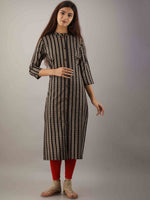 Thumbnail for Kalini Women Black Ethnic Motifs Striped Thread Work Kurta - Distacart
