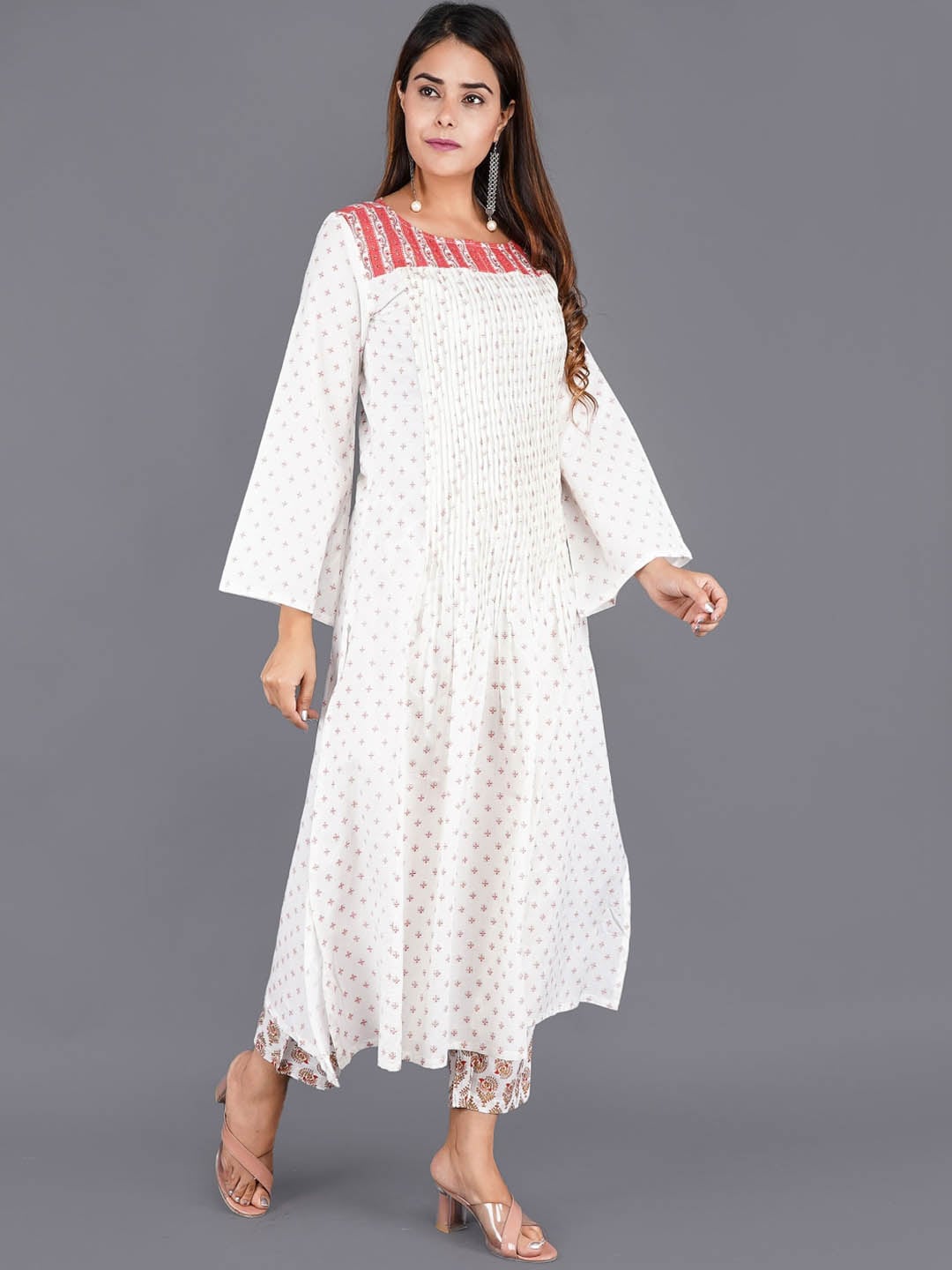 HERE&NOW Women Ethnic Motifs Flared Sleeves Indie Prints Kurta - Distacart