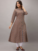 Thumbnail for Kalini Women Grey Ethnic Motifs Printed Kurta - Distacart
