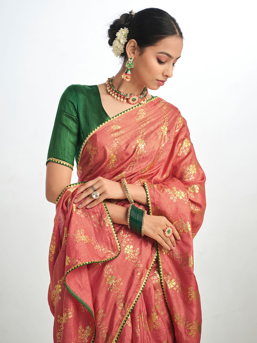 Sangria Ethnic Motifs Printed Zari Saree - Distacart